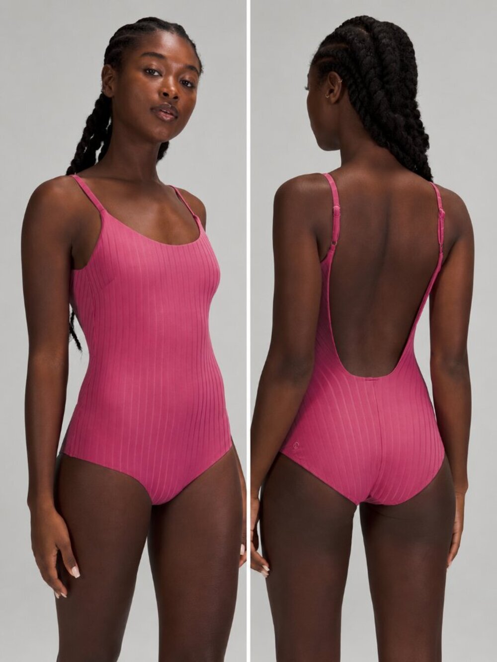 Lululemon Waterside U-Back Ribbed Swim One-Piece Medium Coverage Pink Lychee 4
